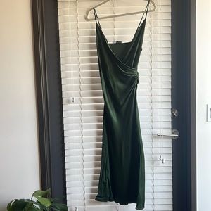 Zara Silky Wrap-Effect Dress - Emerald